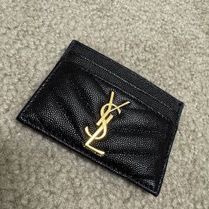 Yves Saint Laurent Black Card Holder with Gold Logo